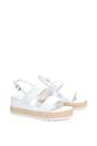 White XY LONDON White 'Ally' Low Heel Platform Wedge Espadrill  Slingback Sandals, Image 3 of 5