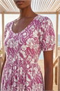 Purple Petite Floral Print Frill Midi Dress, Image 4 of 4