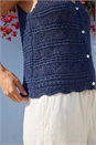 Navy  Petite Button Knit Cami Top, Image 4 of 4