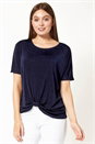 Navy Twist Front Detail T-Shirt, Image 1 of 5