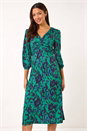 Green Abstract Twist Midi Dress, Image 2 of 5
