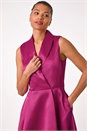 Pink Satin Tuxedo Style Midi Dress, Image 4 of 5