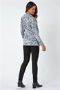 Grey Floral Print Cowl Neck Stretch Top , Image 3 of 5