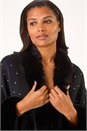 Black Hotfix Faux Fur Trim Cape, Image 4 of 5