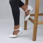 White Mid Heel Comfort T-Bar Brogue Heels, Image 5 of 6