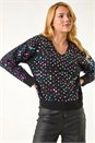 Black Dusk Sequin V-Neck Knit Jumper, Image 4 of 5
