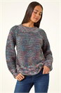 Multi Petite Contrast Knitted Jumper, Image 4 of 5