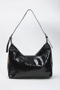 Black Studded Patent Buckle Hobo Shoulder Bag, Image 5 of 5