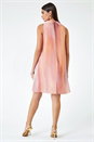 Peach LIMITED Printed High Neck Chiffon Shift Dress, Image 3 of 5