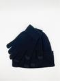 Black Knitted Beanie And Gloves Set, Image 2 of 2
