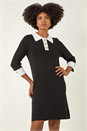 Black Knitted Embellished Button Dress, Image 1 of 5