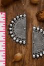 Silver Eclipsed Semicircular Oxidised Boho Jhumkis, Image 3 of 3