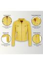 Yellow Slim-Fit Leather Biker Jacket-Tulsa, Image 3 of 7