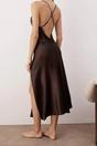 Brown WOVCOR Brown Button Front V-Neck Satin Strappy Maxi Nightdress, Image 3 of 3