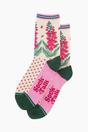 Cream Floral Bamboo Socks - Cream, Foxgloves, Image 2 of 4