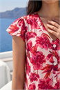 Red Petite Floral Frill Sleeve Blouse, Image 4 of 4