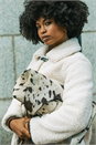 Cream  Textured Borg Collared Jacket, Image 7 of 7