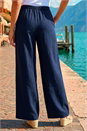 Navy  Fluid Tie Waist Smart Trouser, Image 3 of 5