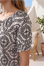 Black Mono Printed Tie Neck Top, Image 4 of 4