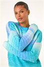 Blue Spacedye Stripe Crew Neck Jumper, Image 2 of 5