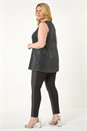 Black Curve Sparkle Vest Stretch Top, Image 3 of 5