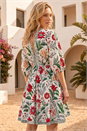 Grey Floral Tiered Boho Dress, Image 3 of 4