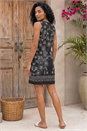 Black Floral Motif Shift Dress, Image 3 of 4
