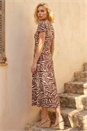 Chocolate Petite Zebra Print Knot Midi Dress , Image 3 of 4