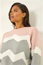 Pink Zig Zag Contrast Jumper, Image 2 of 5