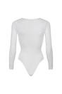 White Long Sleeve Sculpting Bodysuit Fit, Image 2 of 5