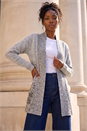 Grey Shimmer Long Cardigan, Image 1 of 4