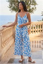 Blue Petite Textured Floral Jumpsuit , Image 2 of 4