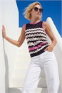 Navy Sequin Wave Detail Knit Top, Image 1 of 4