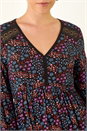 Purple Print Trim Detail Stretch Dress, Image 5 of 5