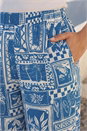 Blue Curve Postcard Print Wide Leg Trouser , Image 4 of 4