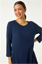 Navy  Lace Floral Print Hem Tunic Top, Image 4 of 5