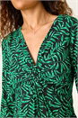 Green Leaf Print V-Neck Twist Front Top, Image 5 of 5