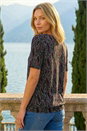 Black Printed Banded Hem Stretch Top, Image 3 of 4