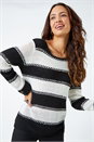 Black Knitted Stripe Jumper, Image 1 of 5