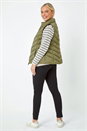 Khaki Petite Quilted Padded Gilet, Image 3 of 5