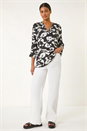 Black Abstract Mono Pleat Detail Top, Image 2 of 5