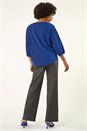 Blue Metallic Textured Stretch Top, Image 3 of 5