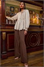 Chocolate Pocket Button Smart Stretch Trousers, Image 7 of 7