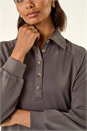 Grey Buttoned Collar Midi Dress, Image 5 of 5