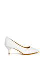 White XY LONDON White 'Gwyneth' Pointed Toe Mid Stiletto Kitten Heel Court Shoes, Image 1 of 4
