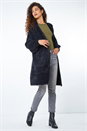 Black Fluffy Longline Cardigan  , Image 4 of 5