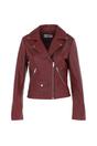 Burgundy 'Fia' Real Leather Biker Jacket Women Coat, Image 2 of 5