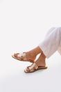 Gold iKrush Gold Aria Womens H-Strap Flat Slide Sandals, Image 1 of 8