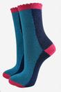 Teal Sock Talk Teal Colour Block Glitter Ankle Socks, Image 1 of 1