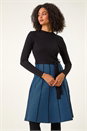 Blue Chevron Print Belted Jumper Dress, Image 2 of 5